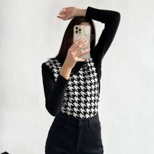 Houndstooth Sweater Vest (Oversized Fit)
